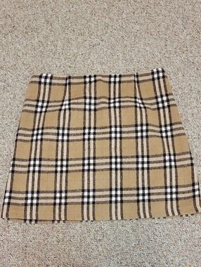 Pink Lily Tan nova Plaid Mini Skirt School Preppy Academia Medium